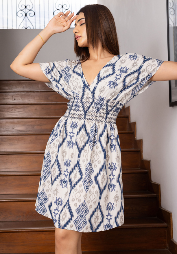 FRONT SMOCKING SHORT DRESS 